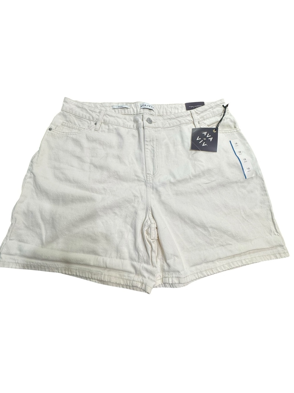 Ava & Viv Cream High-Rise Denim Shorts size 18